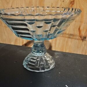 Elegant Blue Glass Dessert Bowl